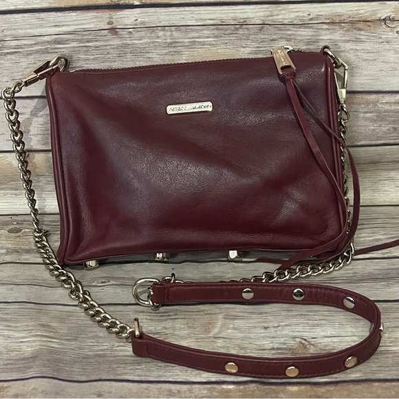 Rebecca Minkoff Mini 5 Zip Port Wine Burgundy Maroon Convertible Shoulder Bag - Picture 1 of 7